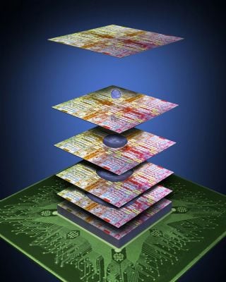 Layer structure of a die: metal layers stacked above the substrate