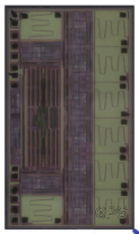 Linear LT3965 的晶片影像，去封裝後拍攝的完整 die