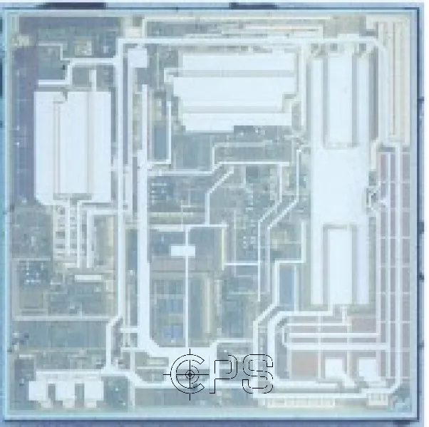 Die image of the TI TPS65632, the complete die photographed after decapsulation
