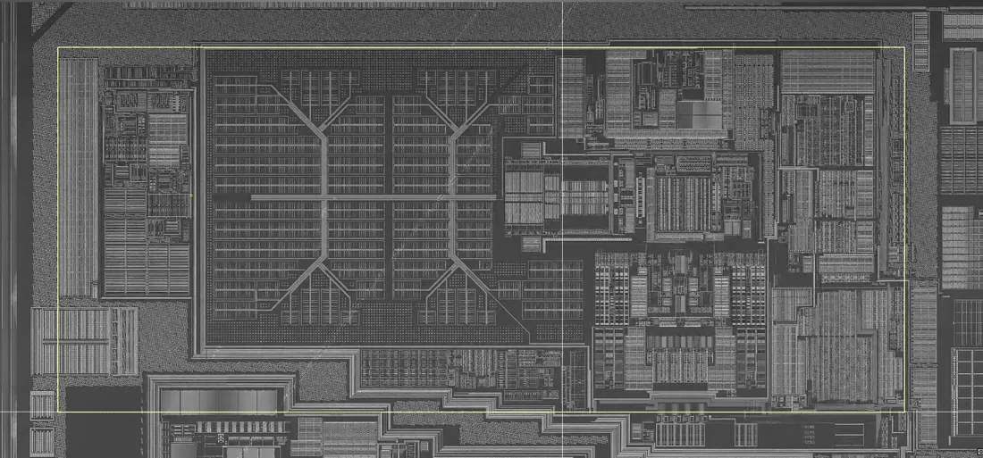 Die imagery of metal 1, the same region captured layer by layer
